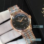 Omega Constellation Replica Watch Two Tone Rose Gold Black Dial
